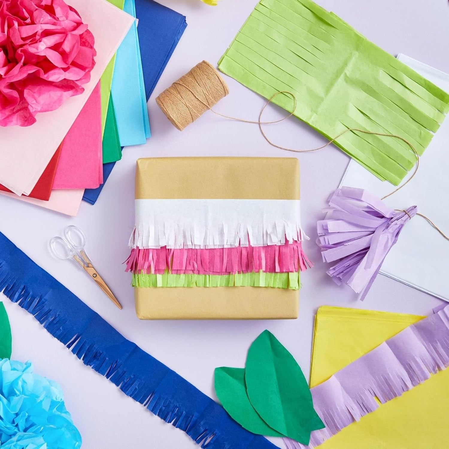 Colorful Tissue Paper for Gift Bags and Wrapping - 120 Sheets Presents & Supplies (10 Colors, 26" L x 19.8" W)