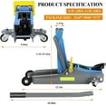 thumbnail image 2 of 2.5T Floor Jack, Capable of Lifting from 3.35 Inches to 15.16 Inches, with Portable Handle Suitable for Safe Night Use, Low Profile Hydraulic Jack with Adjustable Oval Handle, Blue, 2 of 7