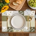thumbnail image 4 of Spring Floral Placemats Set of 6, Yellow Flowers Botanical Patchwork Grid Bohemia Placemats for Dining Table, Place Mats for Kitchen Tabletop, Waterproof Wipeable Dining Table Mats Set, 4 of 9