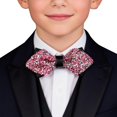 thumbnail image 2 of Boys' Bow Tie for Ages 5-10, Crystal Encrusted Leather Bow Tie for Kids, Formal Bow Tie for Wedding, Party, Hosting, and Suit Accessories Pink, 2 of 5