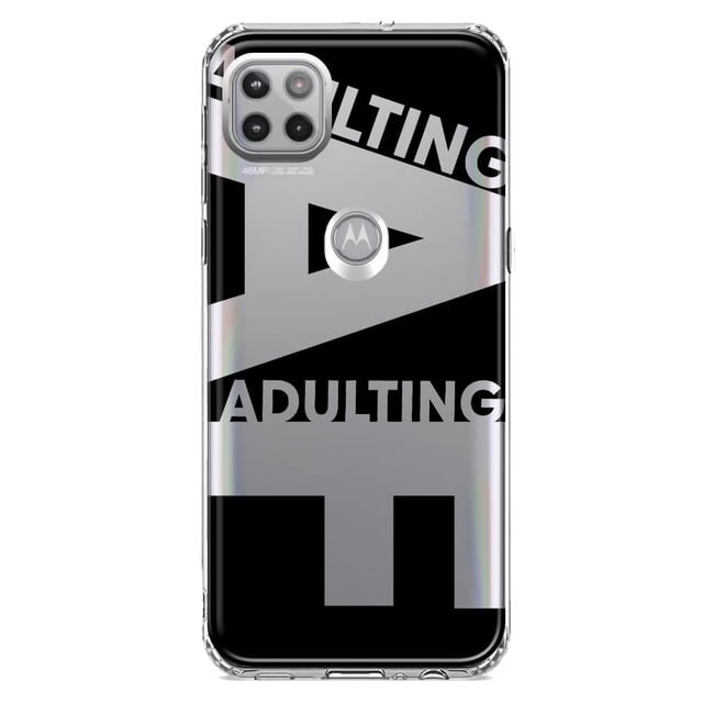 MUNDAZE Motorola One 5G Shockproof Clear Hybrid Protective Phone Case Black Clear Funny Text Quote Adulting AF Cover