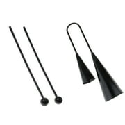 Double Metal Bell Cowbell Percussion+1 Pair Percussion Mallet Stick