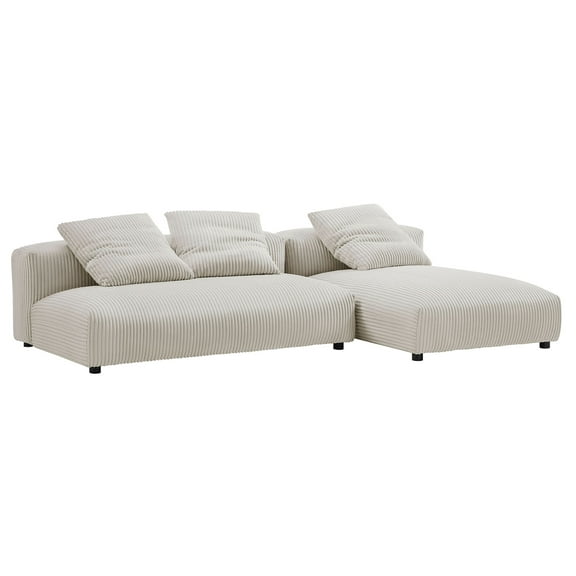 2 pcs Modular Sofa Chaise Sectional, Brown, Fabric, Living Room Lounge Cafe Lobby Hospitality Restaurant, Modern Contemporary, HB37422