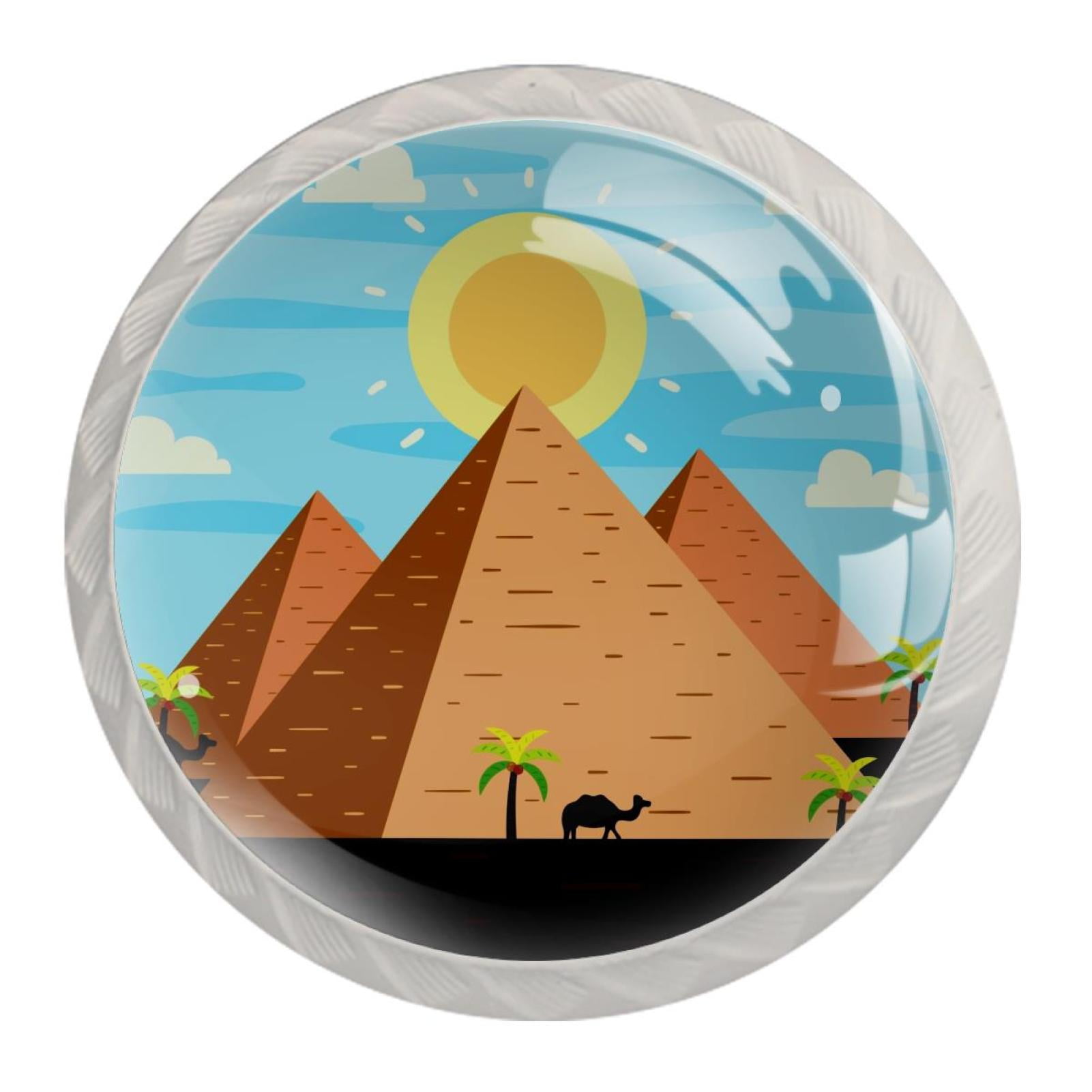 Ownta Pyramids Egypt Round Glass Drawer Handles Knobs Pulls with screws
