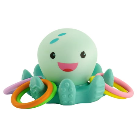 Infantino Light-up Octopus Ring Catcher Bath Toy with Five Rings, Age 6-12 Months, Multicolor