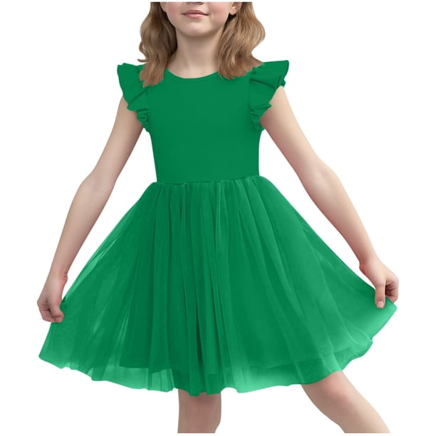 Vestido de Verano de Manga Corta Moda Primavera Y Verano Manga Corta Cuello Redondo Falda de la Princesa Ruffle para Diario, Viajes, Hogar, Vacaciones, Fiesta de Cumpleaños