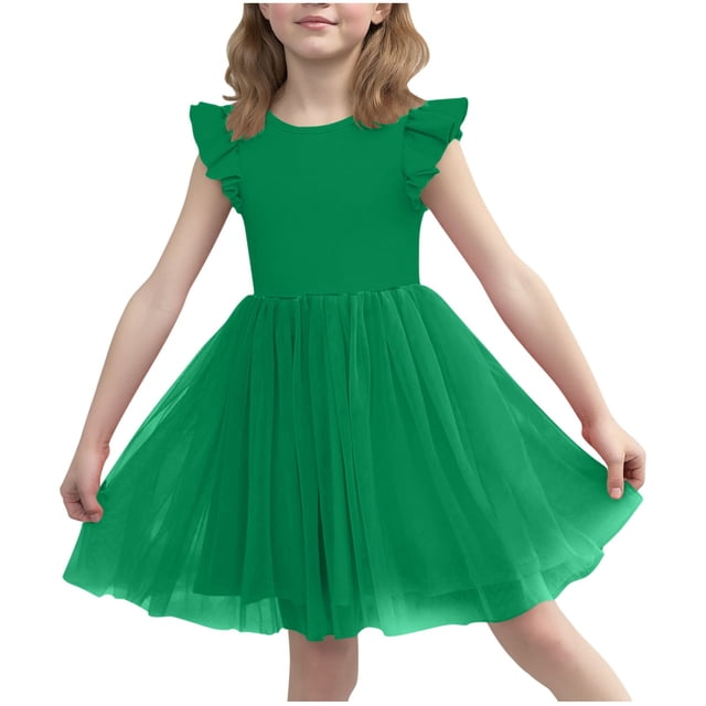 Vestido de Verano de Manga Corta Moda Primavera Y Verano Manga Corta Cuello Redondo Falda de la Princesa Ruffle para Diario, Viajes, Hogar, Vacaciones, Fiesta de Cumpleaños