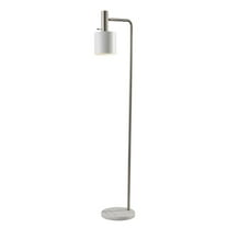 Adesso Emmett Floor Lamp, Brushed Steel and White