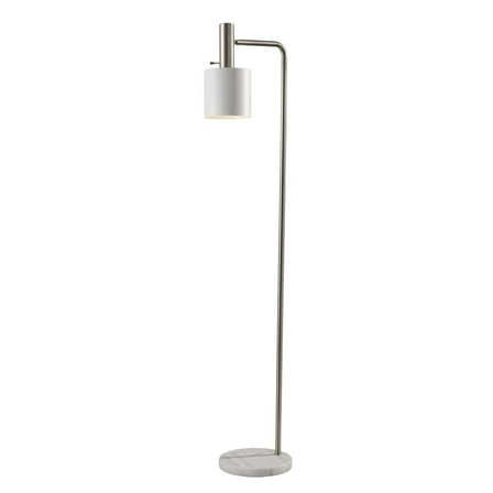 Adesso Emmett Floor Lamp, Brushed Steel and White