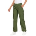 thumbnail image 4 of HDE Women's High Waisted Baggy Y2K Cargo Pants with Pockets Army Green S, 4 of 6