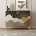 thumbnail image 2 of PixonSign Sideboard and Buffet Cabinet, 2 Doors Wood Storage Cabinet Console Table with Mid-Century Geometric Sun Nature Wilderness for Kitchen, Bedroom, Dinning, Office - 35" L x 18" W x 29" H, 2 of 5