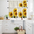 thumbnail image 3 of Sunflower Kitchen Curtains Valances and Tiers Set of 3 Countryside Yellow Flower Tier Curtains and Valance with Rod Pocket for Small Windows, 27.5"x24", 3 of 9