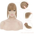 thumbnail image 3 of MY-LADY 100% Remy Human Hair Women Topper Hair Toppers Silk Base Hair Pieces Clip In Hair Topper with 3D Air Bangs 17 Colors 14inch #27 Dark Blonde, 3 of 8