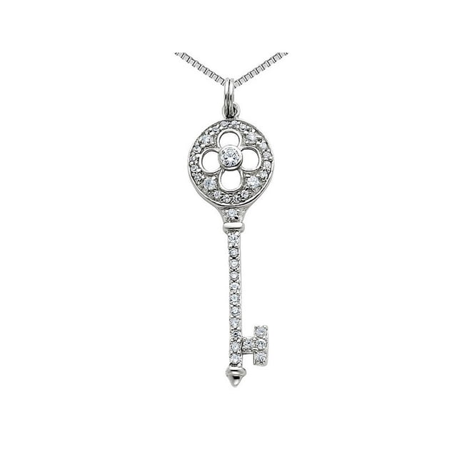 Collier de pendentif Key Synthetic Cubic Zirconia (CZ) en argent sterling avec chaîne
