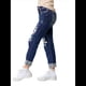 thumbnail image 2 of Pantalones Vaqueros Boyfriend de Tiro Medio Rotos para Mujer, Holgados, Desgastados y Elásticos Azul Oscuro XXL, 2 of 8