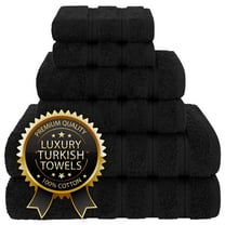 American Soft Linen Turkish 6 Piece Towel Set, 100% Cotton Premium Soft Bathroom Towels, Black