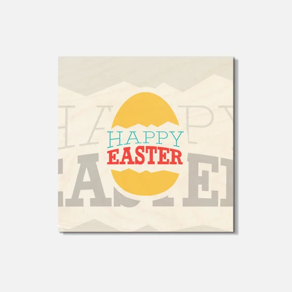 Happy Easter Broken Egg 4'' X 4'' Square Wooden Coaster