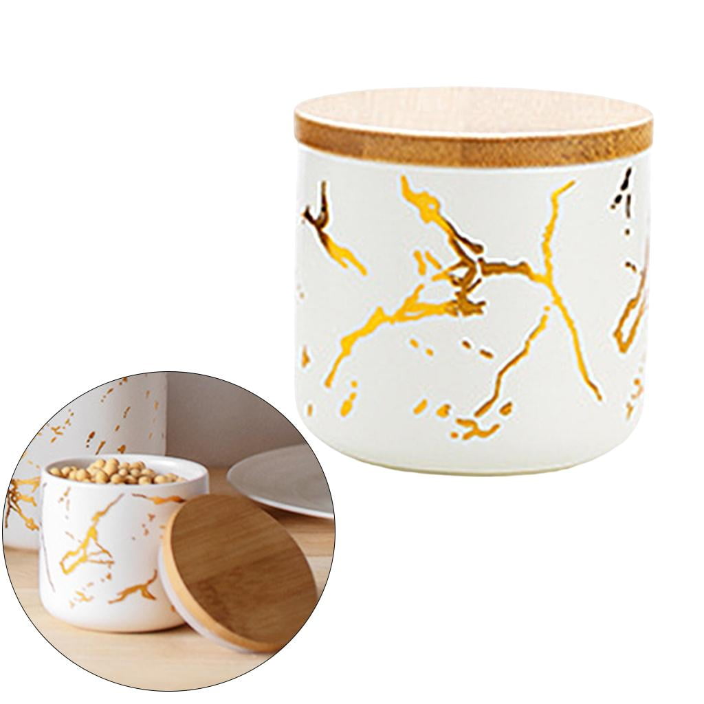 Fiocias Ceramic Sugar Bowl Canister Jars Condiment Airtight Lids Food Storage Containers White S
