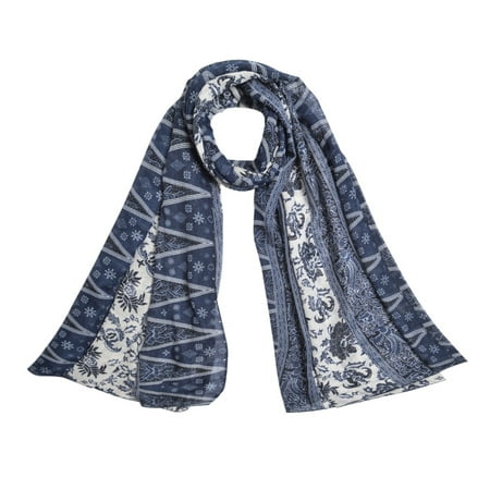 TrendsBlue - Elegant Soft Floral Vine Leaves Print Fashion Scarf Wrap ...