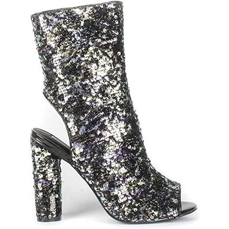 Silver Cape Robbin Sequin Boots Cape Robbin Connie-57 Multi - Main Image