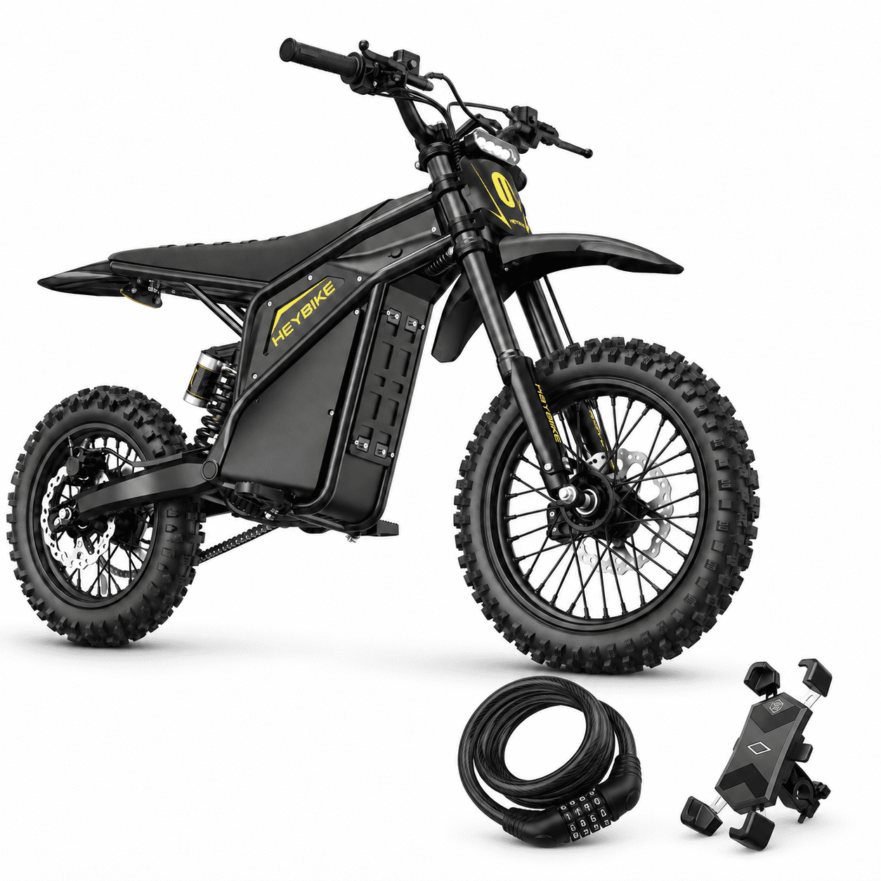 Heybike Villain Electric Dirt Bike for Adults, 52V 26AH Battery Ebike, 14"/12" Fat Tire Electric Motorcycle for Teens, UL 2849