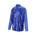 thumbnail image 3 of Cenuakty Men Sequin Shirt, Long Sleeve Turn-down Collar Button-down Shirt Fall Tops Clubwear, 3 of 5