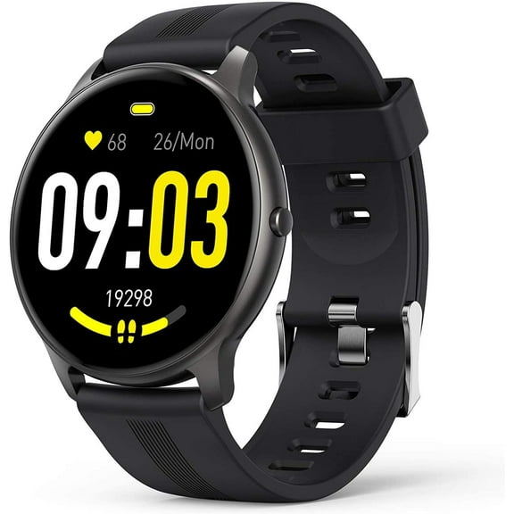 Timoom Smart Watch for Android iOS, 1.3'' Full Touch Fitness Tracker IP68 Waterproof Bluetooth Round Sports Smartwatch with Heart Rate Monitor Message Notification DIY Watch Face for Men Women