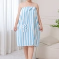 thumbnail image 6 of Kaemgyyd Towel Wrap for Women Cute Bow Plush Bath Robe Lightweight Striped Fuzzy Wrap Around Towels with Pockets, 6 of 6