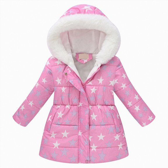 Ymyiu Toddler Winter Coat Baby Girl's Toddler Kids Fall Winter Coat Jacket Outwear Hoodie Sweatshirt Size 7-8 Years(Pink, 7-8 Years)