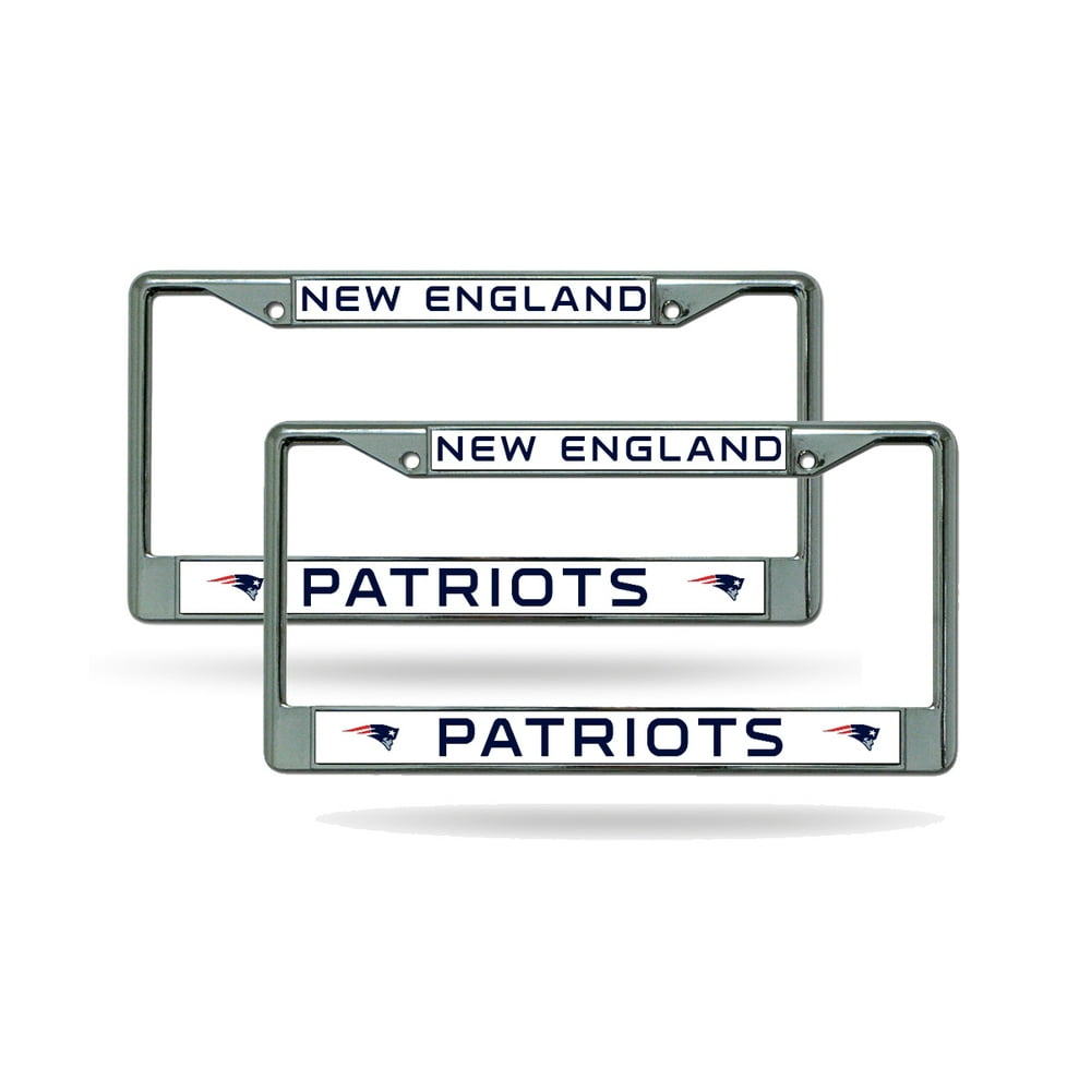 New England NFL Patriots Chrome Metal License Plate Frame Set of 2 for