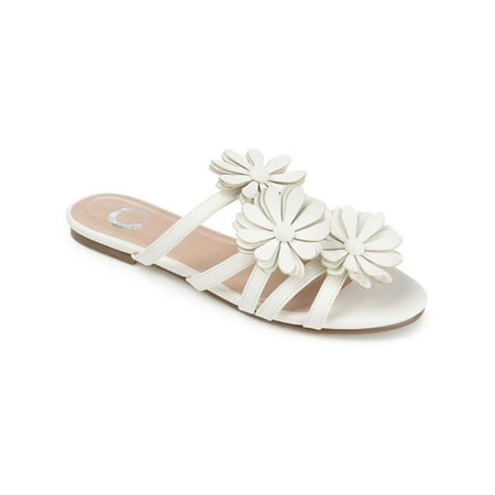 

Journee Collection Womens Dolliah Faux Leather Rosette Flat Sandals