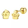 thumbnail image 2 of GKNET Gold Small Star Heart Triangle Crown Screw Back Ear Stud Earrings Surgical Steel-Crown, 2 of 6
