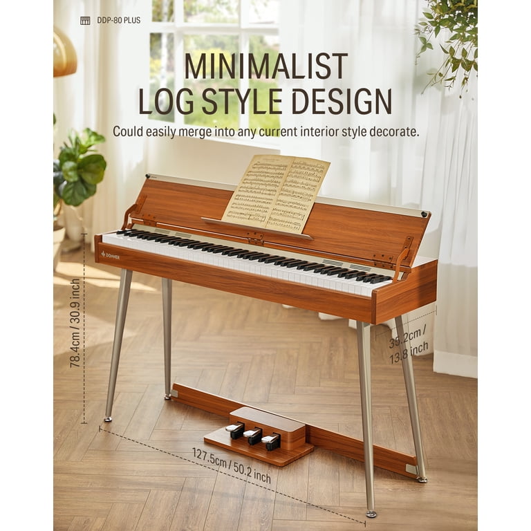 Donner, Digital Piano, DDP-80 PLUS 88 Key Weighted Keyboard, Brown