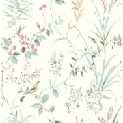 Brewster Mariko Blue Botanical Paste The Wall Non Woven Wallpaper, 20.5-in by 33-ft, 56.4 sq. ft.