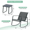 thumbnail image 5 of Ainfox 3 Piece Gray Patio Bistro Set, Outdoor Rocking Chairs with Glass Coffee Table, Gray Steel Frame Furniture for Balcony Porch Garden, 5 of 6