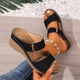 thumbnail image 4 of Heels for Women Solid Color Orthopedic Wedge Sandals Antislip Slip on Platform Walking Shoes Fashion Casual Slides Black Size 9.5, 4 of 7