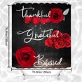 thumbnail image 2 of 4Pcs Red Rose Shower Curtain Sets, Thankful Grateful Blessed Bathroom Curtain with Non-Slip Rug, Toilet Lid Cover, Bath Mat and 12 Hooks, Romantic Showy Floral Wedding Decor for Bath, 72 x 72 inch, 2 of 5