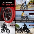 thumbnail image 5 of Movcan V30 1000W Electric Bike, 48V 15.6Ah Removable Battery, 20"x4" Fat Tires, Full Suspension, 70 miles Range, Shimano 7-Speed, Hydraulic Disc Brakes, 28 MPH Ebike,UL2849, Brown, 5 of 8