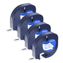 NineLeaf 4PK Compatible for DYMO LetraTag Refills 91331 12mm 1/2'' Black on White Plastic Label Maker Tape