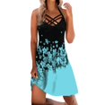 thumbnail image 2 of ICHUANYI Clearance Women's Summer Fashion Printed Sleeveless Suspenders Pullover Dress(Blue, L) ICHUANYI WER2023080907175, 2 of 7