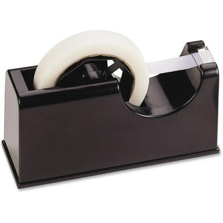 - 2-in-1 Heavy Duty Tape Dispenser, Rubber Base & Plastic - Black