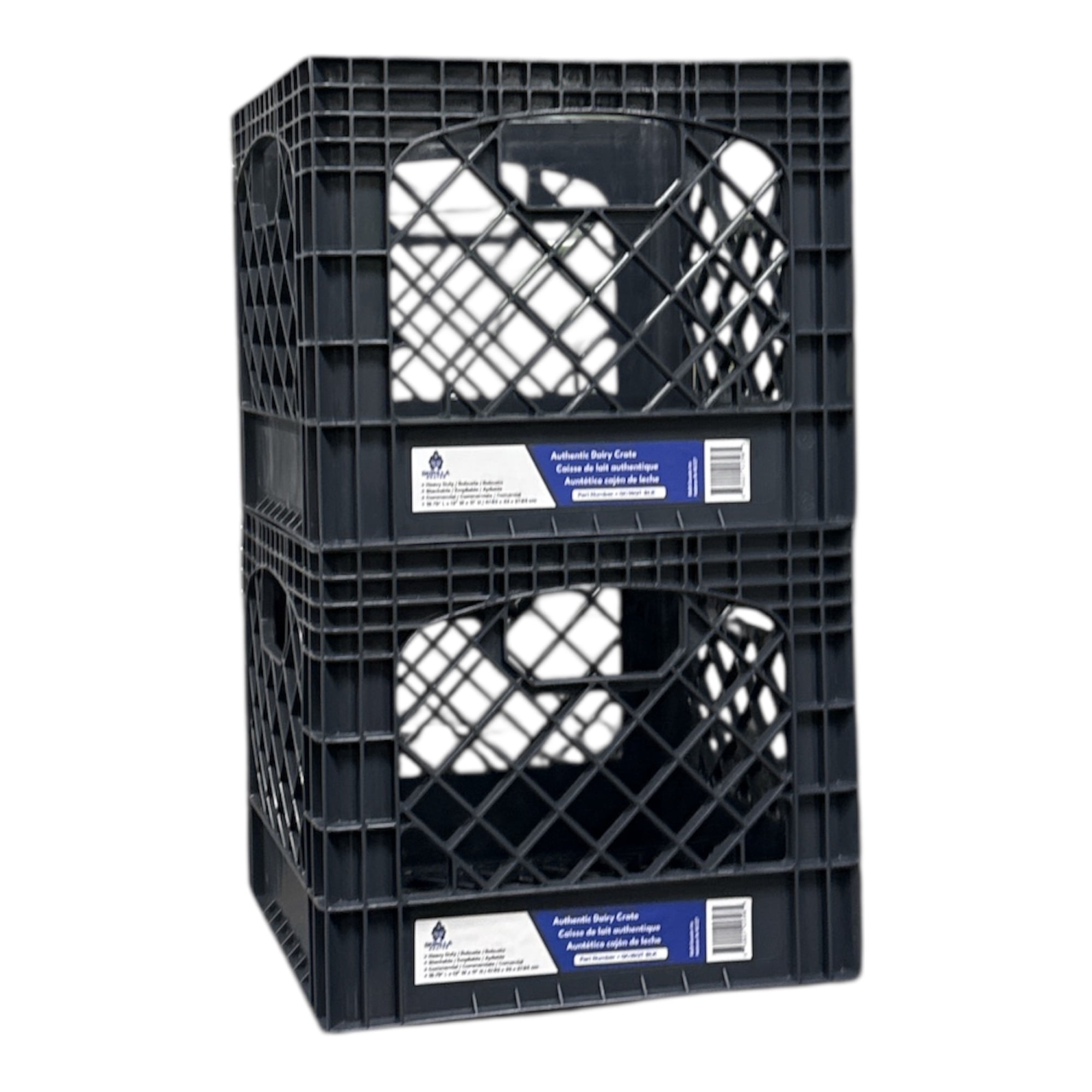 Gorilla Crate 16QT 2 pack Milk Crate, Gray, Heavy Duty Plastic
