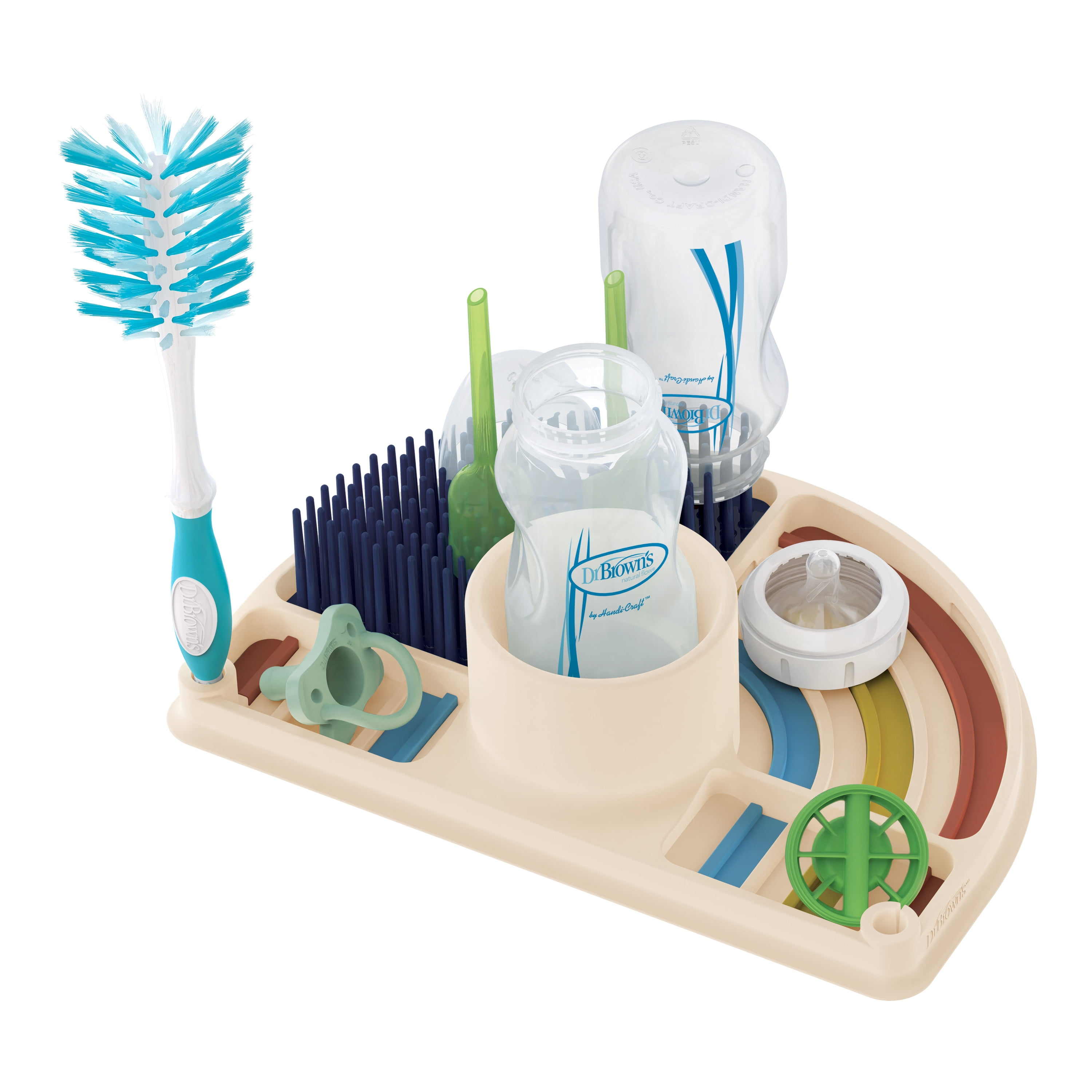 Dr. Brown's 2-in-1 Dry and Prep Silicone Mat, Built-in Baby Bottle Holder and Drying Mat, BPA Free