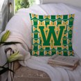 thumbnail image 3 of Letter W Football Green and Gold Fabric Decorative Pillow, 3 of 4
