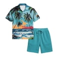 thumbnail image 5 of longantii Men's Outfits Relaxed Fit Button Tropical Print Tops and Shorts Comfy Short Sleeve Beach Blouses and Shorts 2026 Vacation Outfits Royal Blue XL, 5 of 6