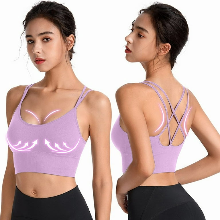 6-Pack Bras for Women Back Sport Padded Strappy Cropped for Yoga Workout  Fitness Low Impact Bras