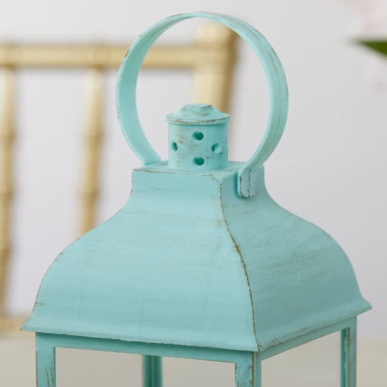 LED Decorative Lanterns - Set of 12 - Kate Aspen Vintage Rustic Home Décor Lantern Tabel Centerpiece for Wedding, Bridal Shower, Anniversary Party - Blue Marrakesh