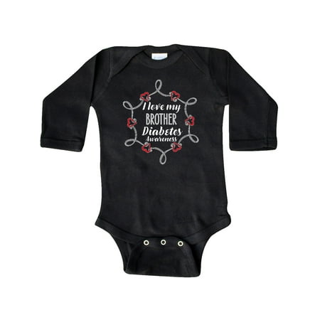 

Inktastic I Love My Brother Diabetes Awareness Gift Baby Boy or Baby Girl Long Sleeve Bodysuit