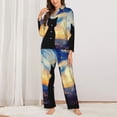 thumbnail image 2 of Haiem Cat Under Starry Skies Pattern Women’s Long-sleeve Sleepwear,Sleepwear Set,2-piece Loungewear Set,Soft PJs Comfy Nightwear with Pockets-XX-Large, 2 of 7