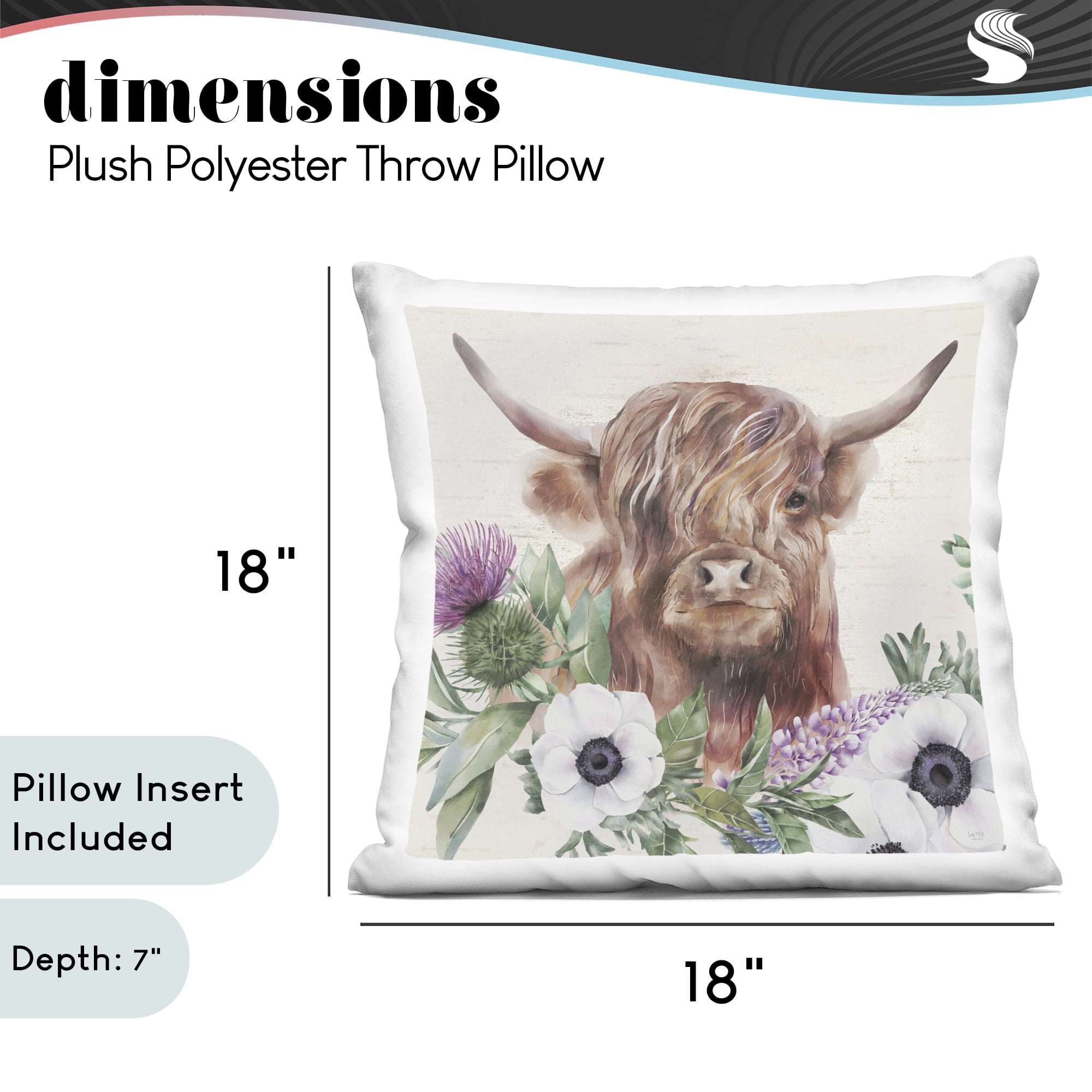 Stupell Industries Penny The Highland Cow Decorative Printed Throw Pillow, design by Lux + Me Designs